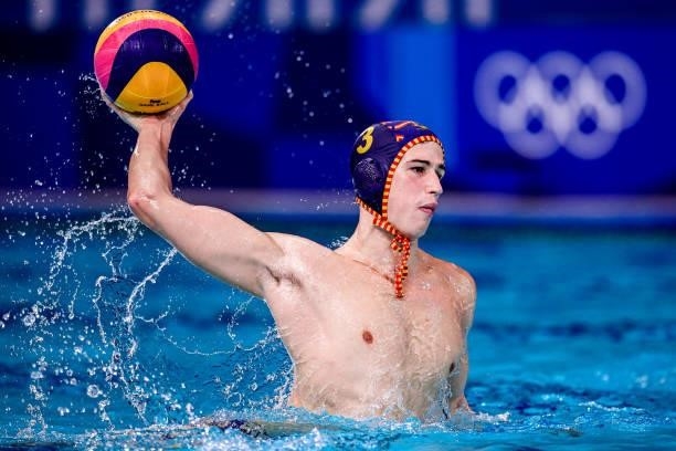 Alvaro Granados of Spain during the Tokyo 2020 Olympic Waterpolo Tournament Men match between Team Australia and Team Spain at Tatsumi Waterpolo...