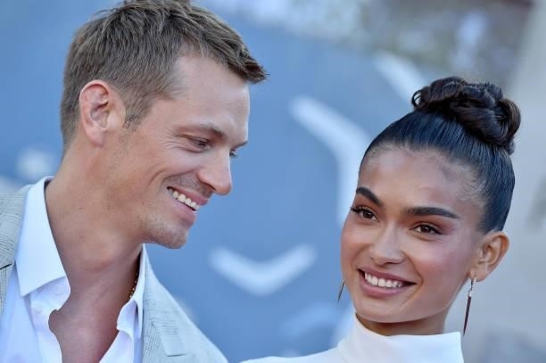 Joel Kinnaman and Kelly Gale attend Warner Bros. Premiere of "The Suicide Squad