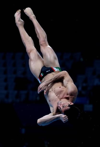 Rommel Pacheco Marrufo of Team Mexico competes in the Men's 3m Springboard Final on day eleven of the Tokyo 2020 Olympic Games at Tokyo Aquatics...