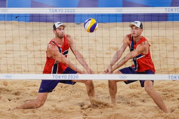 Anders Bermtsen Mol of Norway and Christian Sandlie Sorum of Norway competing on Men's Round 16 during the Tokyo 2020 Olympic Games at the Shiokaze...