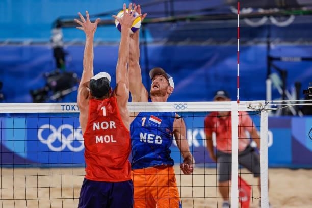Anders Bermtsen Mol of Norway and Alexander Brouwer of the Netherlands competing on Men's Round 16 during the Tokyo 2020 Olympic Games at the...