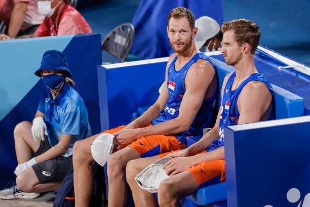 Alexander Brouwer of the Netherlands and Robert Meeuwsen of the Netherlands competing on Men's Round 16 during the Tokyo 2020 Olympic Games at the...