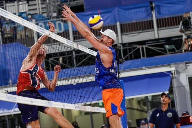 Anders Bermtsen Mol of Norway and Robert Meeuwsen of the Netherlands competing on Men's Round 16 during the Tokyo 2020 Olympic Games at the Shiokaze...
