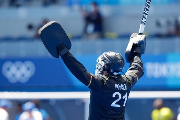 Goalkeeper Vincent Vanasch of Belgium competing in the Men's Semi Final between India and Belgium during the Tokyo 2020 Olympic Games at the Oi...