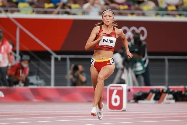 Wang Chunyu of Team China competes in the Women's 800m Final on day eleven of the Tokyo 2020 Olympic Games at Olympic Stadium on August 03, 2021 in...