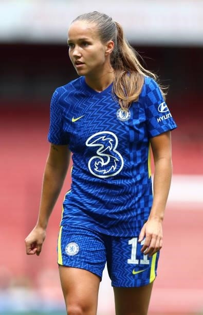 Guro Reiten of Cheslea during the Pre Season Friendly between Arsenal and Chelsea at Emirates Stadium on August 01, 2021 in London, England.