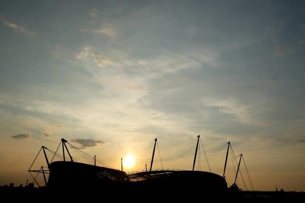 Silhouette of the Etihad Stadium is seen after the Pre-Season Friendly match between Manchester City and Blackpool at Manchester City Football...