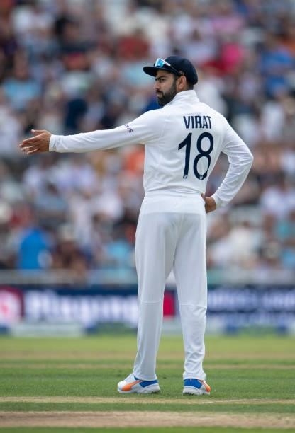 India captain Virat Kohli during day one of the First Test Match between England and India at Trent Bridge on August 04, 2021 in Nottingham, England.