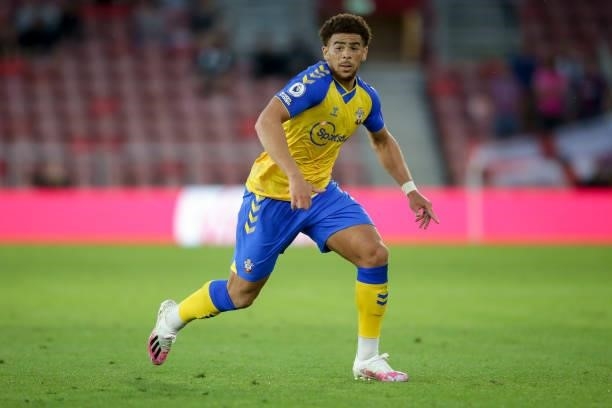 Che Adams of Southampton during a pre-season friendly between Southampton FC and Levante UD at St Mary's Stadium on August 04, 2021 in Southampton,...