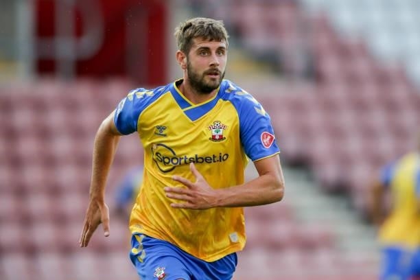 Jack Stephens of Southampton during a pre-season friendly between Southampton FC and Levante UD at St Mary's Stadium on August 04, 2021 in...