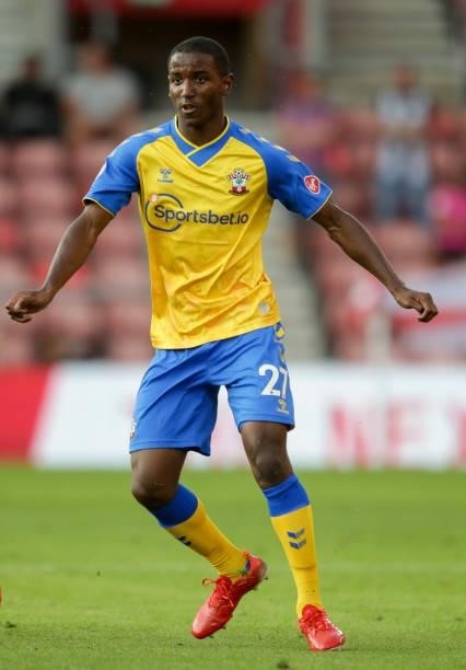 Ibrahima Diallo of Southampton during a pre-season friendly between Southampton FC and Levante UD at St Mary's Stadium on August 04, 2021 in...