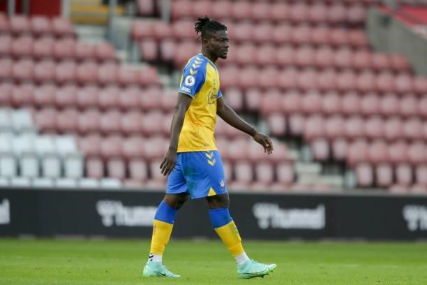 Mohammed Salisu of Southampton during a pre-season friendly between Southampton FC and Levante UD at St Mary's Stadium on August 04, 2021 in...