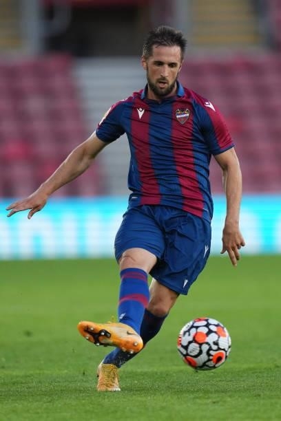 Jorge Miramon of Levante in action during a pre season friendly between Southampton and Levante at St Mary's Stadium on August 04, 2021 in...
