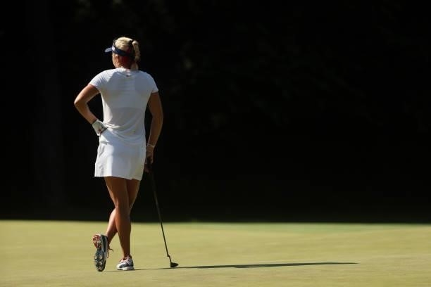 Lexi Thompson of Team United States waits on the 17th green during the second round of the Women's Individual Stroke Play on day thirteen of the...