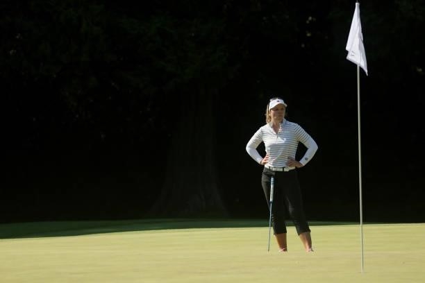 Brooke Henderson of Team Canada stands on the 17th green during the second round of the Women's Individual Stroke Play on day thirteen of the Tokyo...