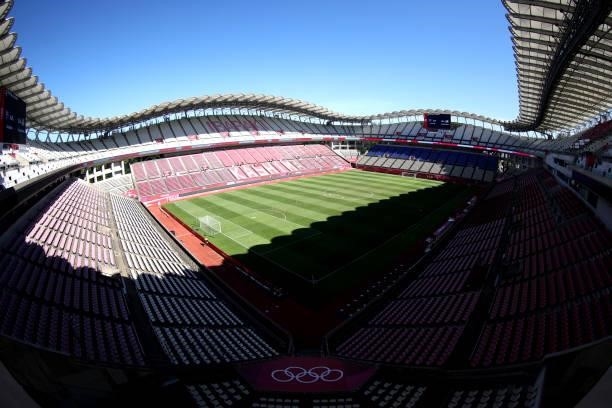 General view inside the stadium prior to the Women's Bronze Medal match between United States and Australia on day thirteen of the Tokyo 2020 Olympic...