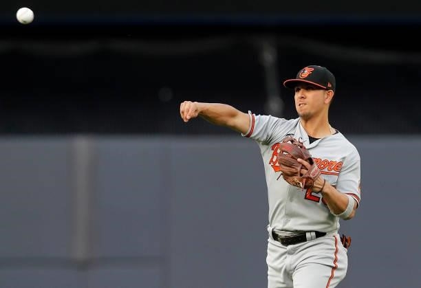 Ramon Urias of the Baltimore Orioles in action against the New York Yankees at Yankee Stadium on August 03, 2021 in New York City. The Yankees...