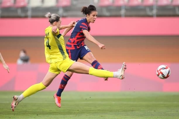 Carli Lloyd of Team United States scores their side's third goal during the Women's Bronze Medal match between United States and Australia on day...