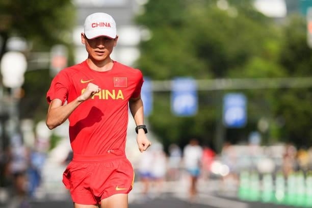 Cai Zelin of China competes in the Men's 20km Race Walk Final on day thirteen of the Tokyo 2020 Olympic Games at Sapporo Odori Park on August 5, 2021...