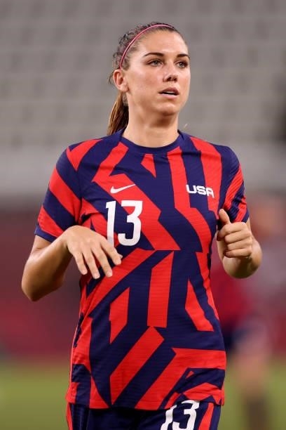 Alex Morgan of Team United States looks on during the Women's Bronze Medal match between United States and Australia on day thirteen of the Tokyo...