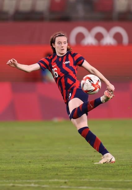 Rose Lavelle of Team United States in action during the Women's Bronze Medal match between United States and Australia on day thirteen of the Tokyo...
