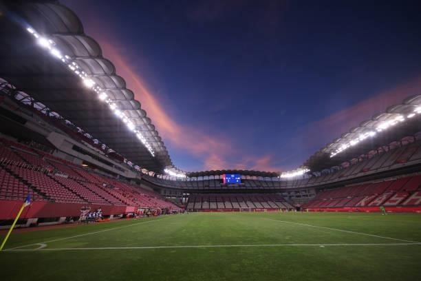 General view inside the stadium as the sun sets during the Women's Bronze Medal match between United States and Australia on day thirteen of the...