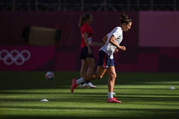 Carli Lloyd of the United States before a game between Australia and USWNT at Kashima Soccer Stadium on August 4, 2021 in Kashima, Japan.