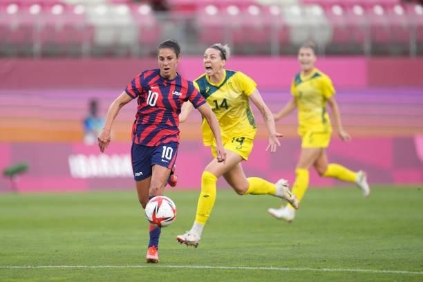 Carli Lloyd of the United States during a game between Australia and USWNT at Kashima Soccer Stadium on August 5, 2021 in Kashima, Japan.