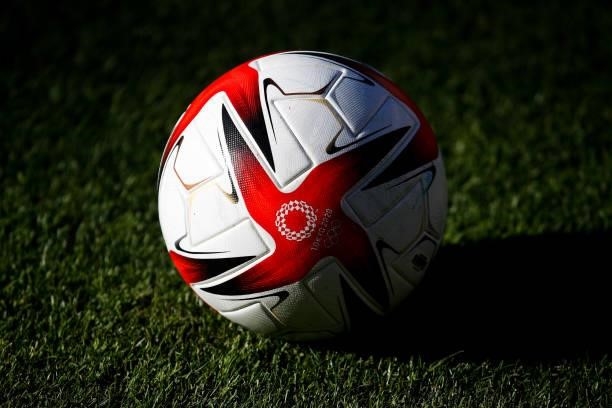 The offical ball of Olympics Tokyo 2020 during the Olympic football bronze medal match between United States and Australia at Kashima Stadium on...