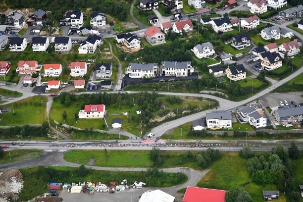 Aerial view of the peloton during the 8th Arctic Race Of Norway 2021, Stage 1 a 142,5km stage from Tromsø to Tromsø / #ArcticRace / on August 05,...