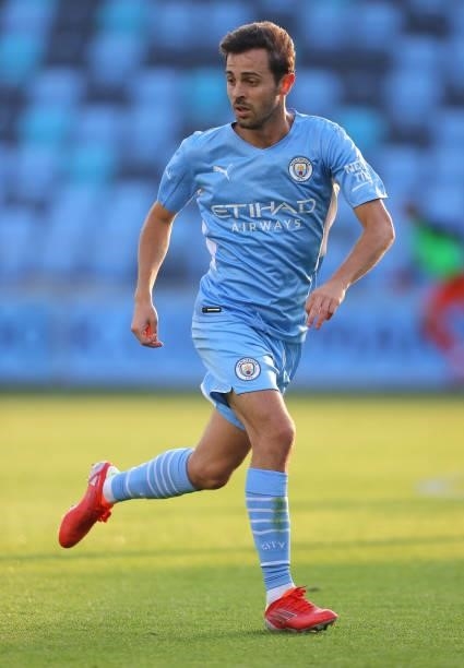 Bernardo Silva of Manchester City during a pre-season match between Manchester City and Blackpool at Manchester City Football Academy on August 03,...