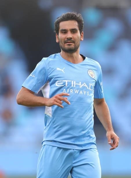 Ilkay Gundogan of Manchester City during a pre-season match between Manchester City and Blackpool at Manchester City Football Academy on August 03,...