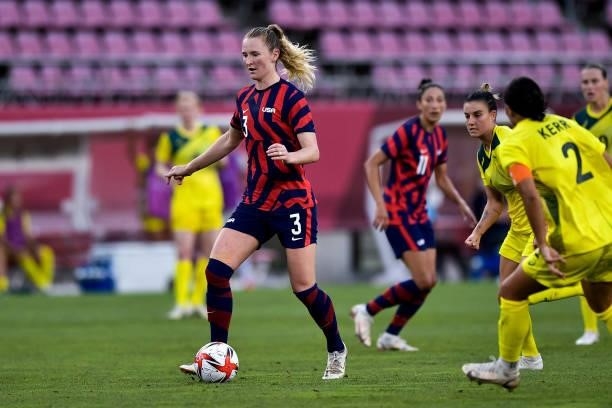 Samantha Mewis of the United States during the Tokyo 2020 Olympic Womens Football Tournament Bronze Medal match between Australia and United States...