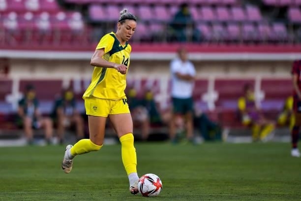 Alanna Kennedy of Australia during the Tokyo 2020 Olympic Womens Football Tournament Bronze Medal match between Australia and United States at...