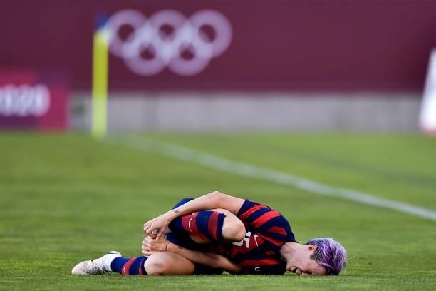 Megan Rapinoe of the United States injured during the Tokyo 2020 Olympic Womens Football Tournament Bronze Medal match between Australia and United...