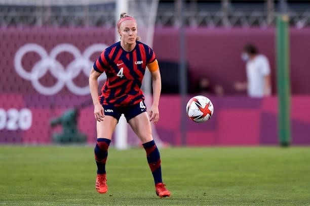 Becky Sauerbrunn of the United States waits for the ball during the Tokyo 2020 Olympic Womens Football Tournament Bronze Medal match between...