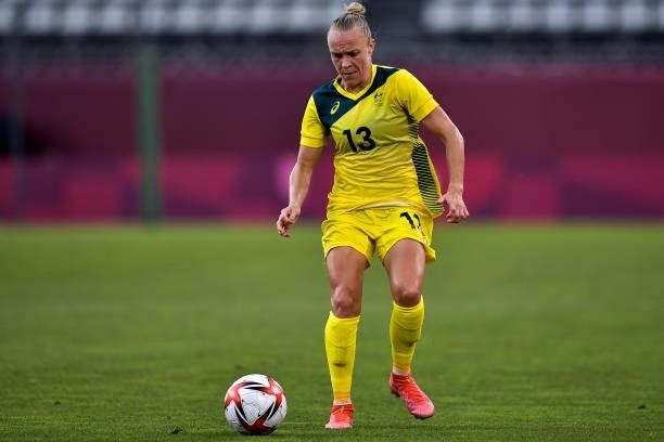 Tameka Yallop of Australia controls the ball during the Tokyo 2020 Olympic Womens Football Tournament Bronze Medal match between Australia and United...