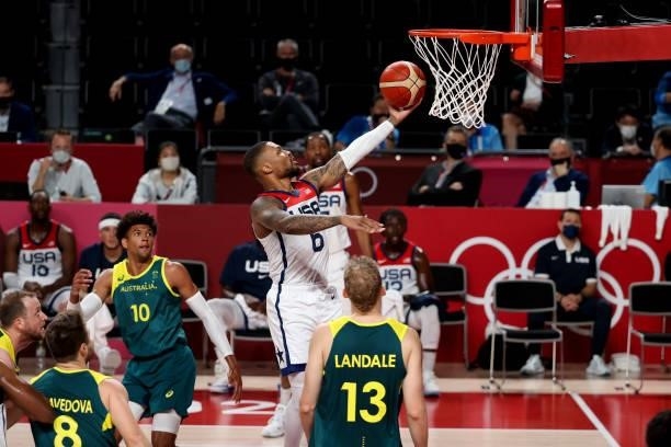 Damian Lillard of USA during the Men's Semifinal Basketball game between United States and Australia on day thirteen of the Tokyo 2020 Olympic Games...