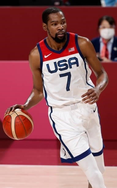 Kevin Durant of USA during the Men's Semifinal Basketball game between United States and Australia on day thirteen of the Tokyo 2020 Olympic Games at...