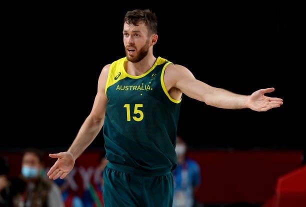 Nic Kay of Australia during the Men's Semifinal Basketball game between United States and Australia on day thirteen of the Tokyo 2020 Olympic Games...