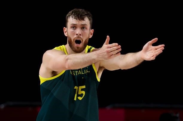 Nic Kay of Australia during the Men's Semifinal Basketball game between United States and Australia on day thirteen of the Tokyo 2020 Olympic Games...