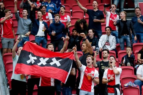 Fans of Ajax during the Pre-season Friendly match between Ajax and Leeds United at the Johan Cruijff ArenA on August 4, 2021 in Amsterdam, Netherlands