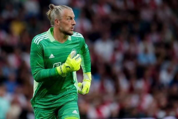 Goalkeeper Remko Pasveer of Ajax during the Pre-season Friendly match between Ajax and Leeds United at the Johan Cruijff ArenA on August 4, 2021 in...
