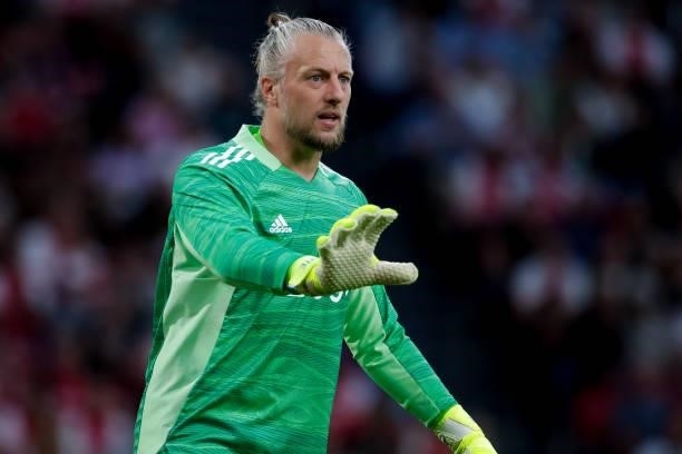 Goalkeeper Remko Pasveer of Ajax during the Pre-season Friendly match between Ajax and Leeds United at the Johan Cruijff ArenA on August 4, 2021 in...