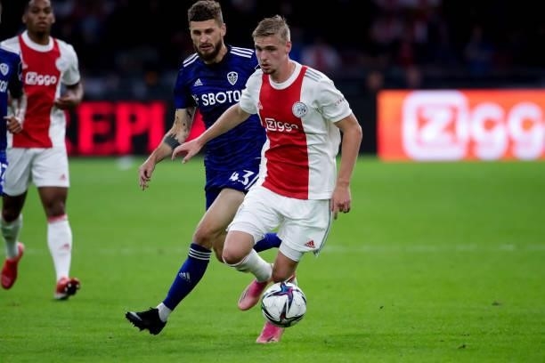 Mateusz Klich of Leeds United and Kenneth Taylor of Ajax during the Pre-season Friendly match between Ajax and Leeds United at the Johan Cruijff...