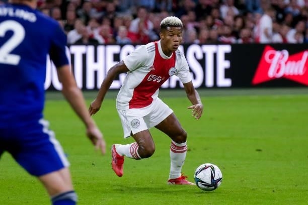 David Neres of Ajax during the Pre-season Friendly match between Ajax and Leeds United at the Johan Cruijff ArenA on August 4, 2021 in Amsterdam,...