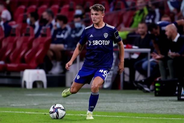 Jamie Shackleton of Leeds United during the Pre-season Friendly match between Ajax and Leeds United at the Johan Cruijff ArenA on August 4, 2021 in...
