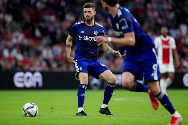 Mateusz Klich of Leeds United during the Pre-season Friendly match between Ajax and Leeds United at the Johan Cruijff ArenA on August 4, 2021 in...