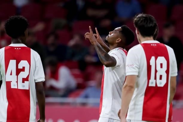 Danilo of Ajax celebrates after scoring his sides fourth goal during the Pre-season Friendly match between Ajax and Leeds United at the Johan Cruijff...