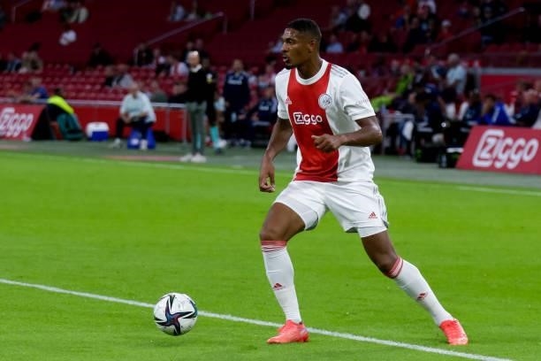 Sebastien Haller of Ajax during the Pre-season Friendly match between Ajax and Leeds United at the Johan Cruijff ArenA on August 4, 2021 in...